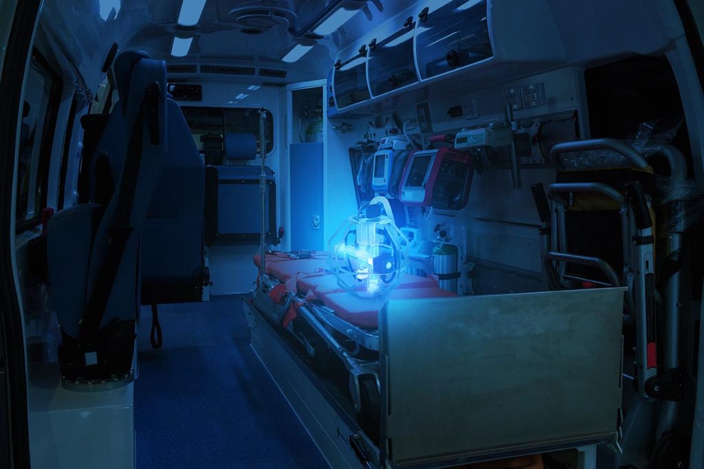 Inside ambulance car